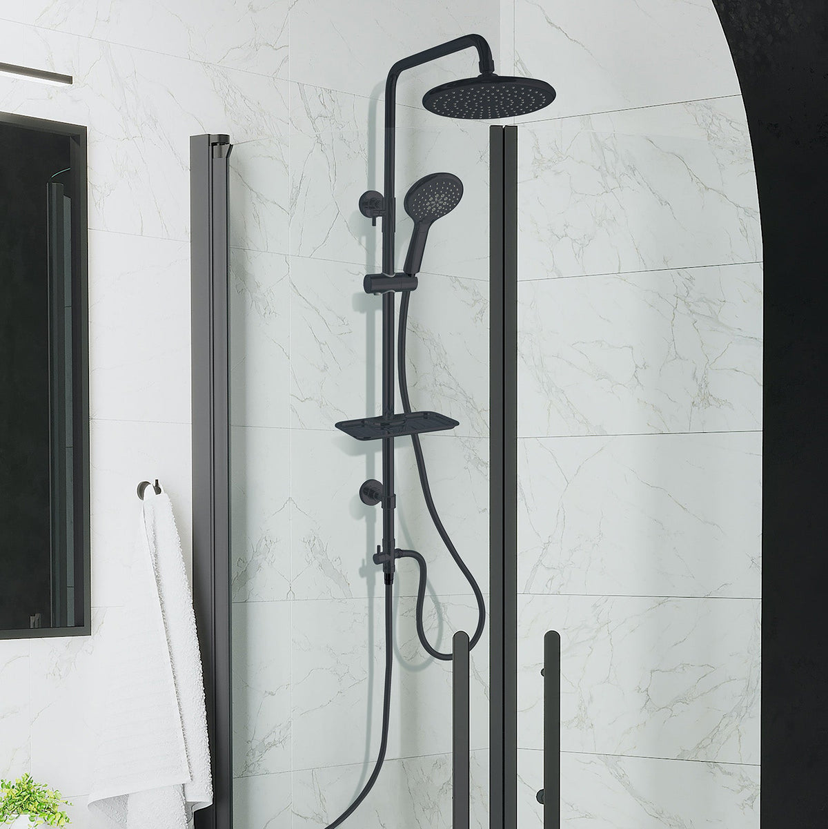 Brusesæt Martofte 23 cm Rainfall Shower, mat sort