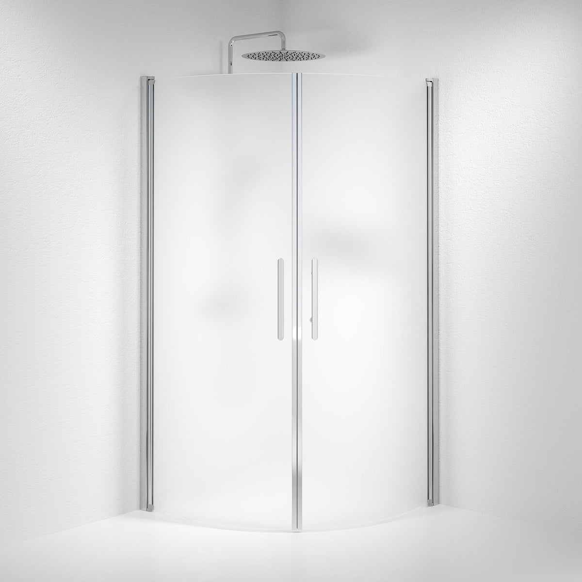 Vänern Shower Enclosure, Round, Chrome Profile, matt Glass