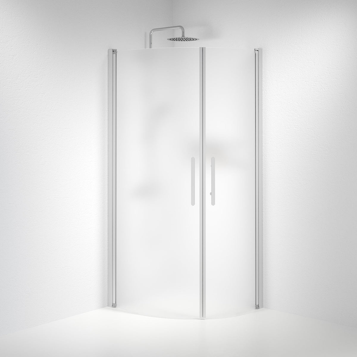 Vänern Shower Enclosure, Round, Brushed Aluminium Profile, matt Glass