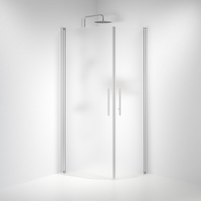 Vänern Shower Enclosure, Round, Brushed Aluminium Profile, matt Glass