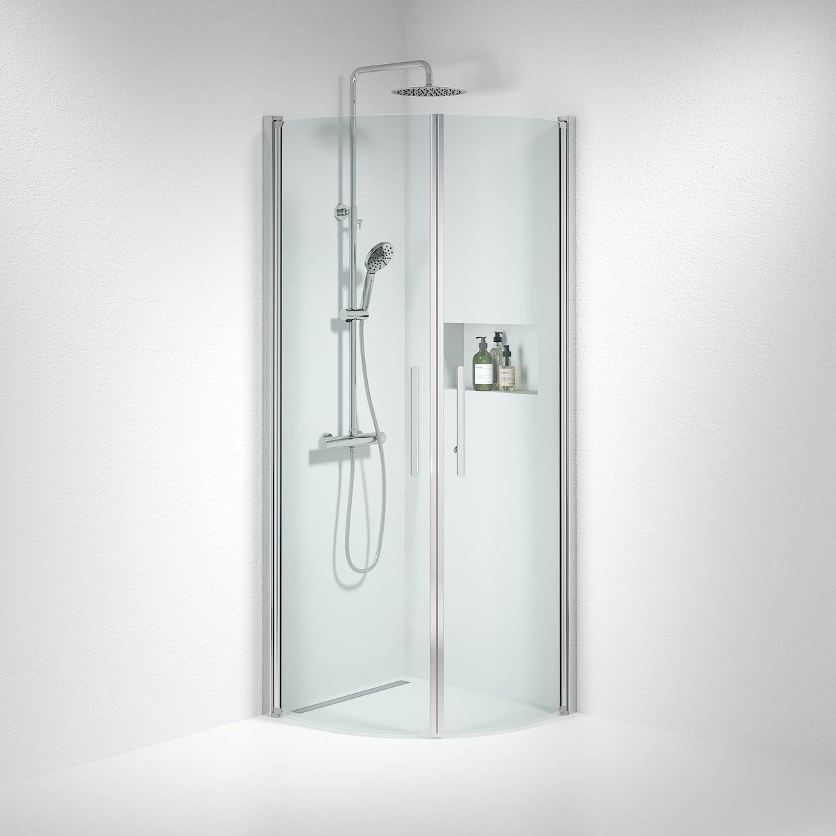 Vänern Shower Enclosure, Round, Chrome Profile, Clear Glass