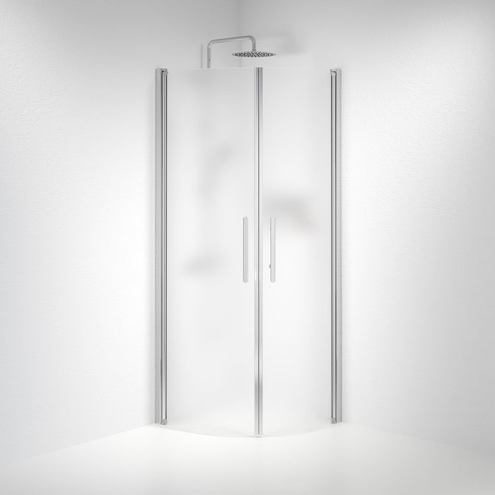 Vänern Shower Enclosure, Round, Chrome Profile, matt Glass