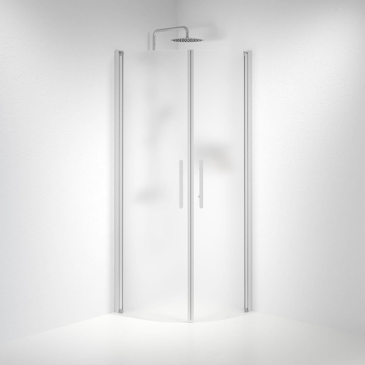 Vänern Shower Enclosure, Round, Brushed Aluminium Profile, matt Glass