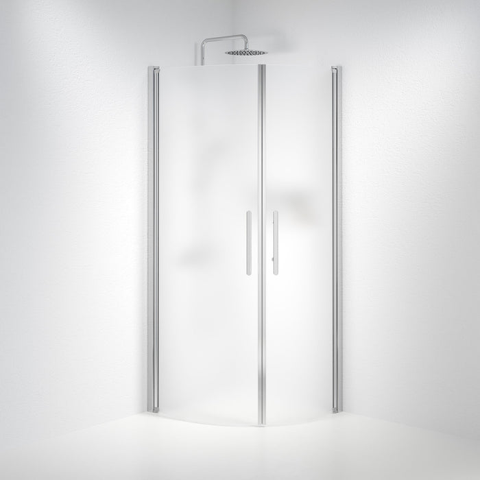 Vänern Shower Enclosure, Round, Chrome Profile, matt Glass