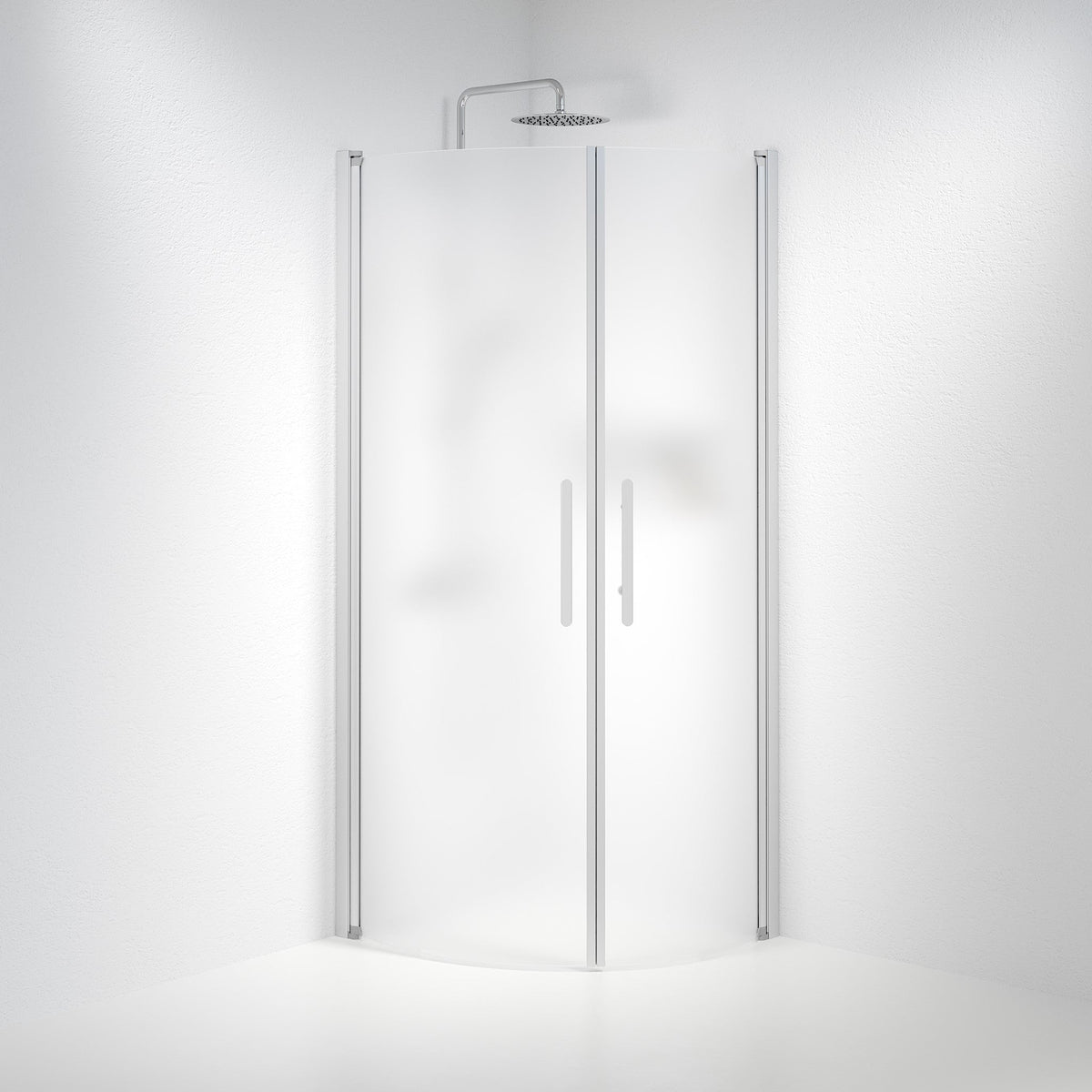 Vänern Shower Enclosure, Round, Brushed Aluminium Profile, matt Glass