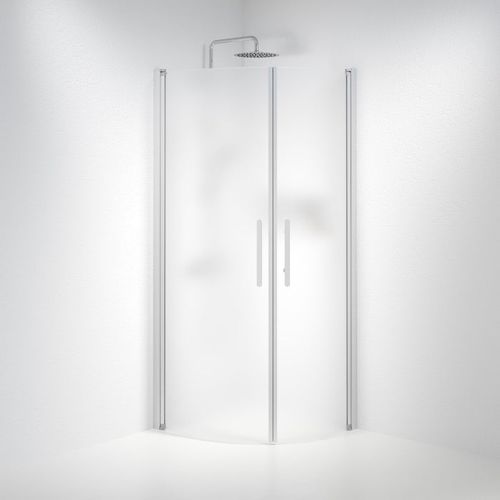 Vänern Shower Enclosure, Round, Brushed Aluminium Profile, matt Glass