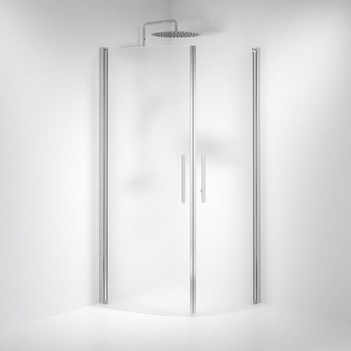 Vänern Shower Enclosure, Round, Chrome Profile, matt Glass