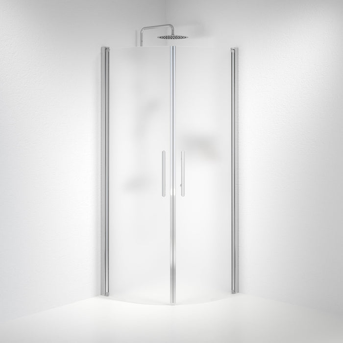 Vänern Shower Enclosure, Round, Chrome Profile, matt Glass