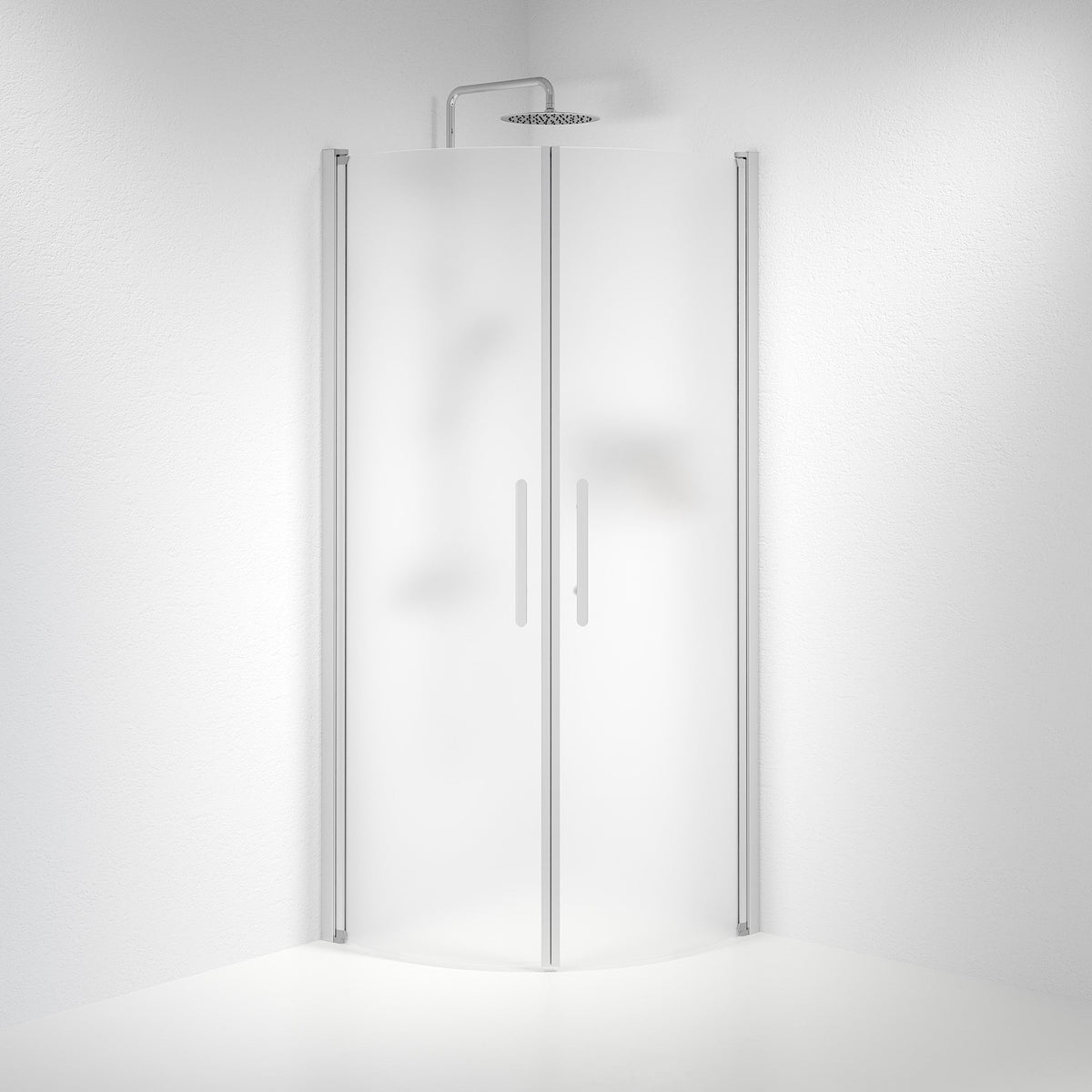 Vänern Shower Enclosure, Round, Brushed Aluminium Profile, matt Glass