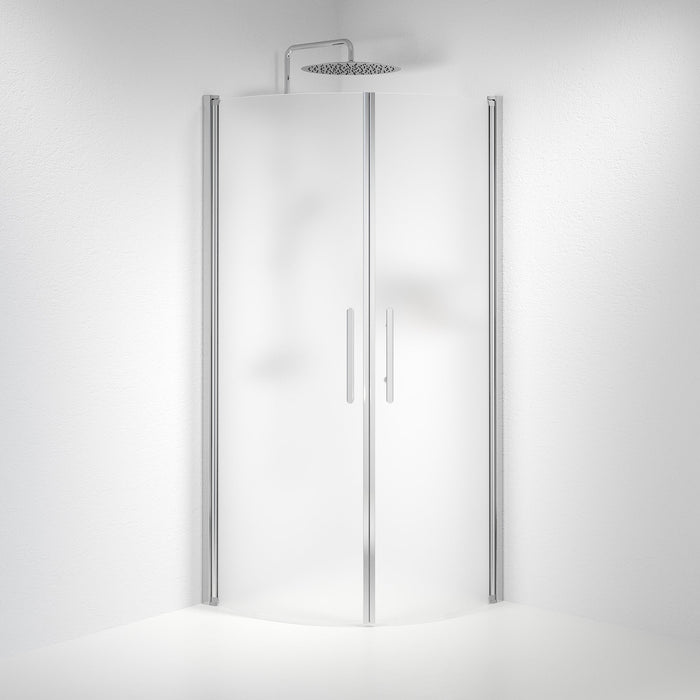 Vänern Shower Enclosure, Round, Chrome Profile, matt Glass