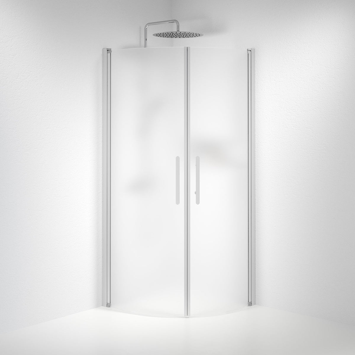 Vänern Shower Enclosure, Round, Brushed Aluminium Profile, matt Glass