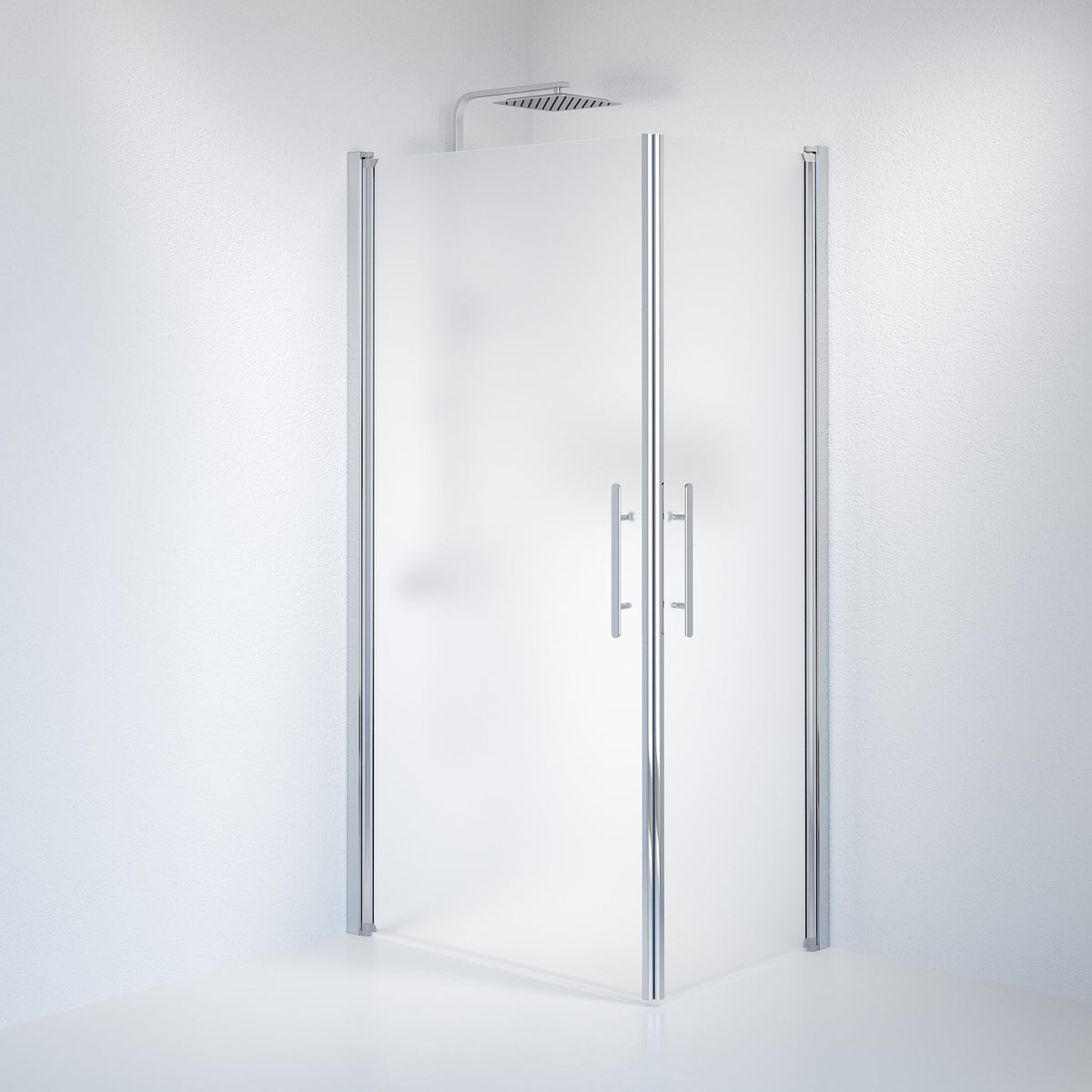 Vänern Shower Enclosure, Square, Chrome Profile, matt Glass