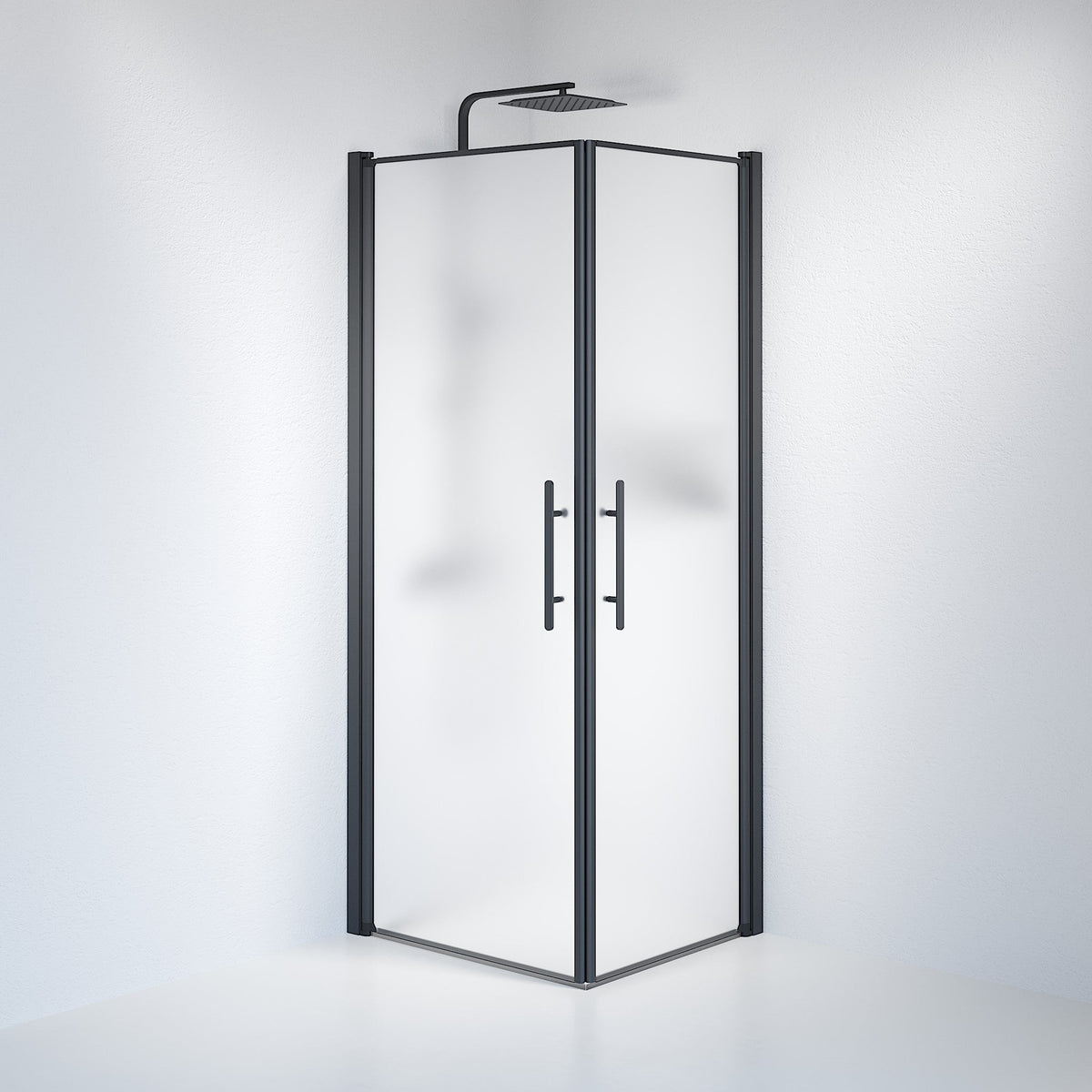 Vänern Shower Enclosure, Square, black Profile, matt Glass