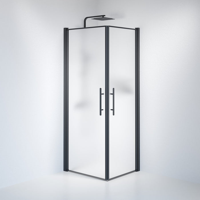 Vänern Shower Enclosure, Square, black Profile, matt Glass