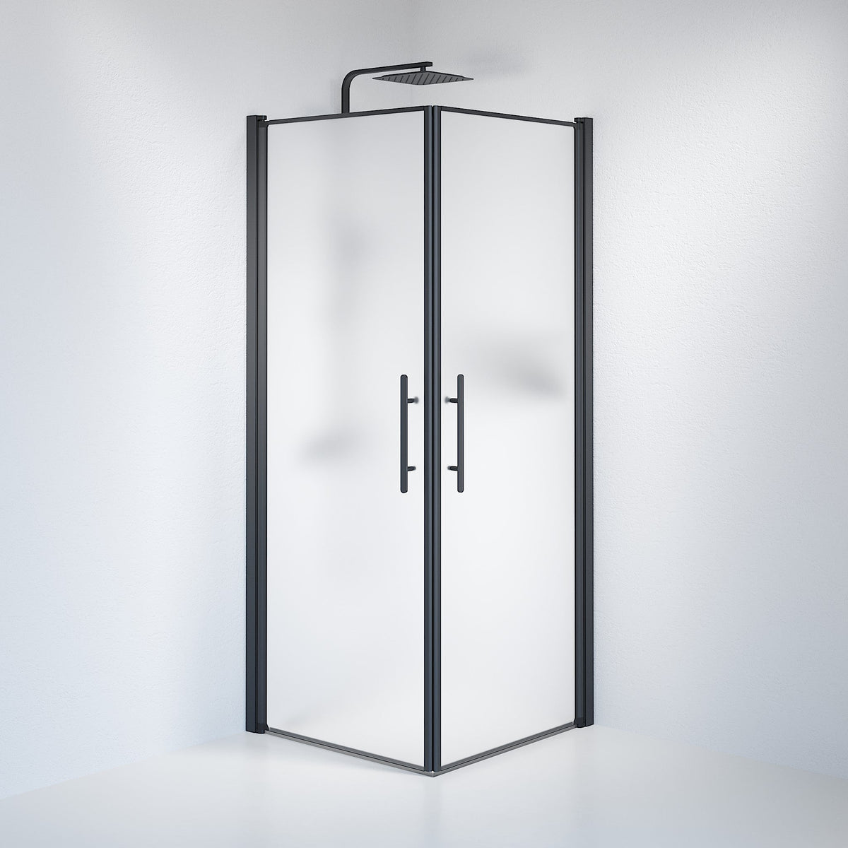 Vänern Shower Enclosure, Square, black Profile, matt Glass