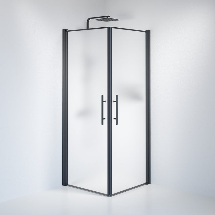 Vänern Shower Enclosure, Square, black Profile, matt Glass