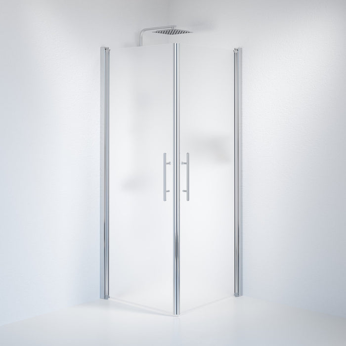 Vänern Shower Enclosure, Square, Chrome Profile, matt Glass