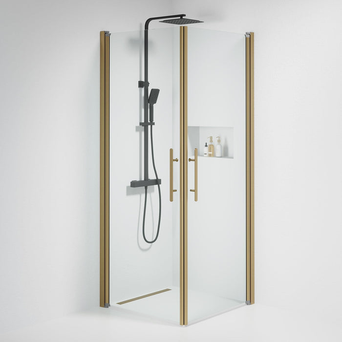 Vänern Shower Enclosure, Square, Bronze Profile, Clear Glass