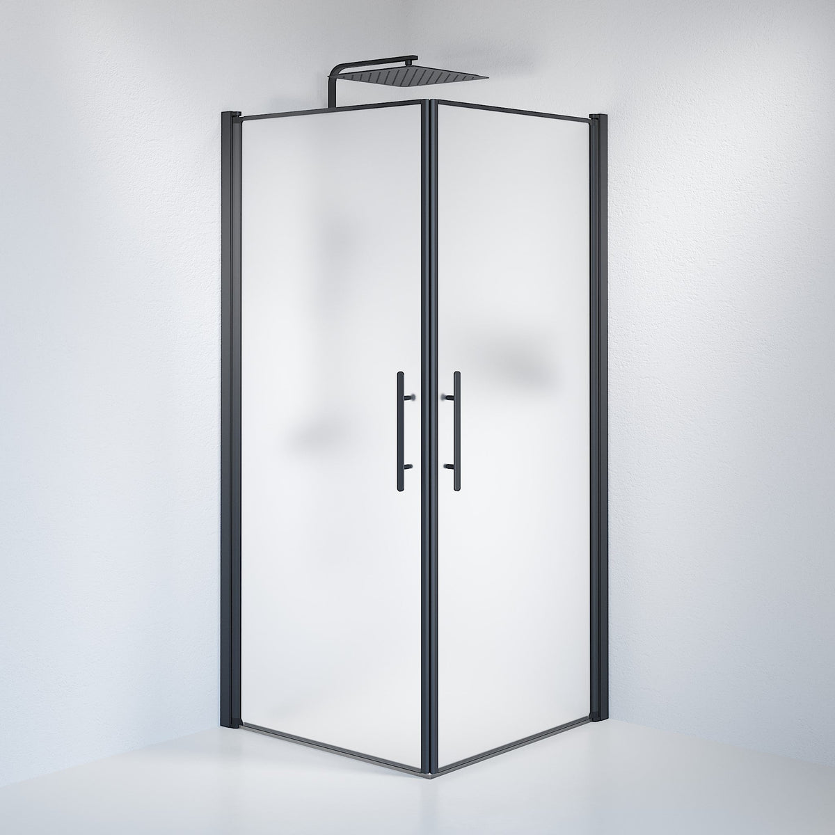 Vänern Shower Enclosure, Square, black Profile, matt Glass