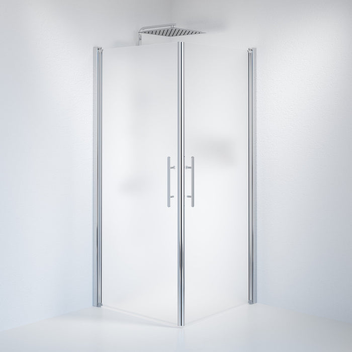 Vänern Shower Enclosure, Square, Chrome Profile, matt Glass