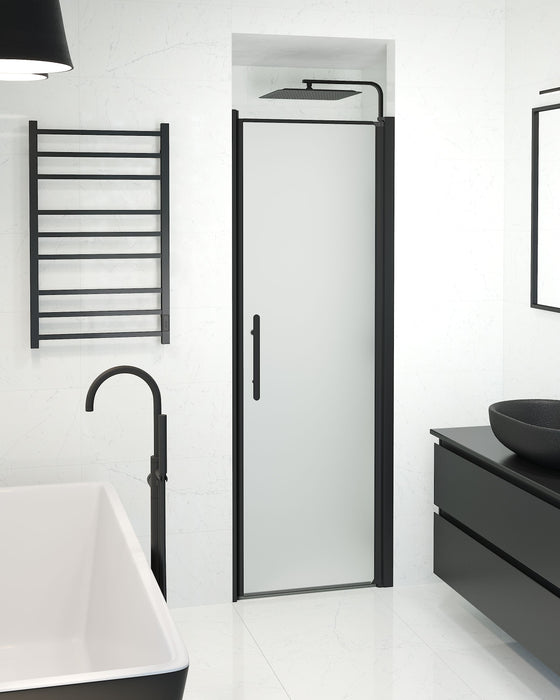 Vänern Niche Shower Door, black Profile, matt Glass