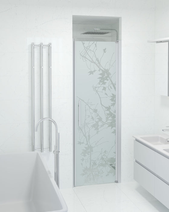 Vänern Niche Shower Door, Brushed Aluminium Profile, Decor Glass