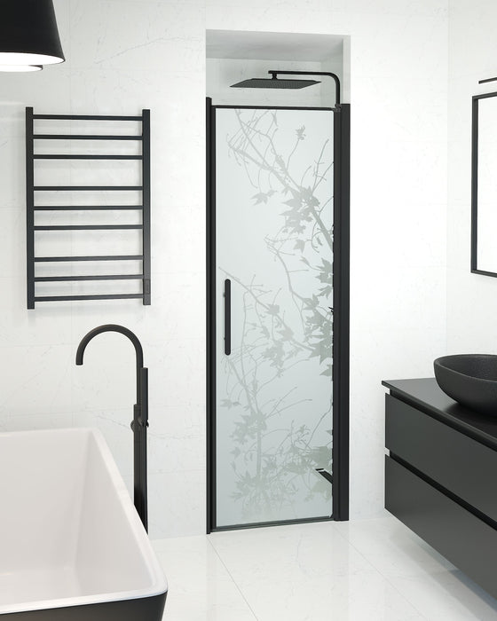 Vänern Niche Shower Door, black Profile, Decor Glass