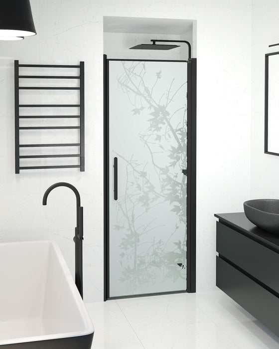 Vänern Niche Shower Door, black Profile, Decor Glass