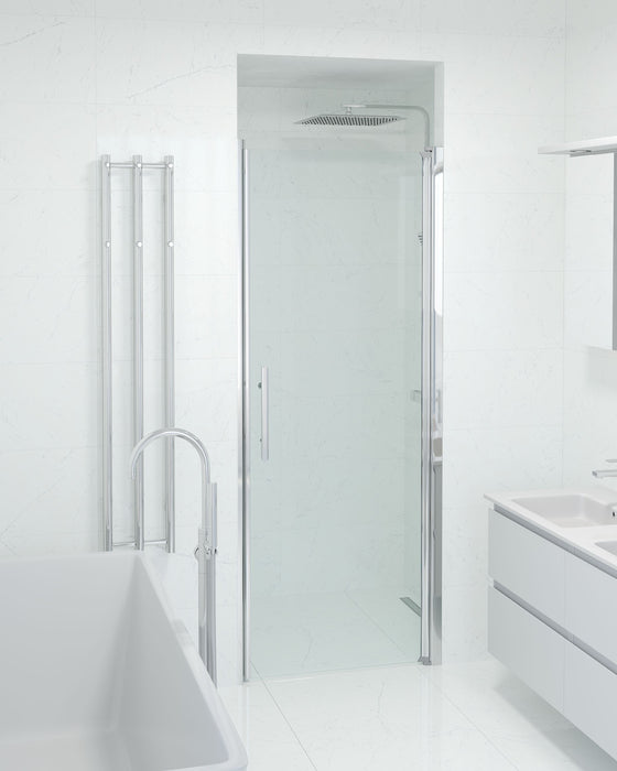 Vänern Niche Shower Door, Chrome Profile, Clear Glass