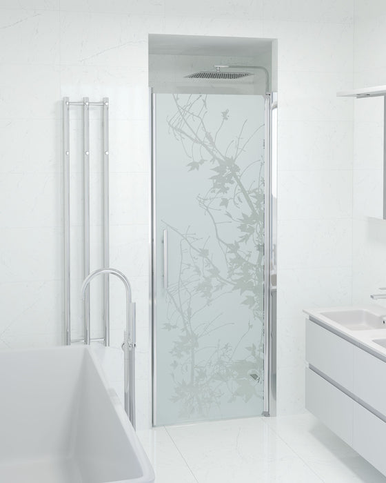 Vänern Niche Shower Door, Chrome Profile, Decor Glass