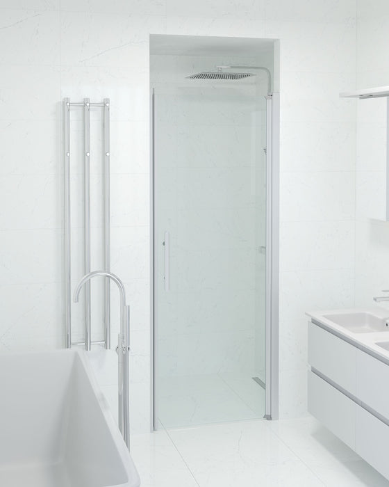 Vänern Shower Door For Shower Niche, Brushed Aluminium Profile, Clear Glass