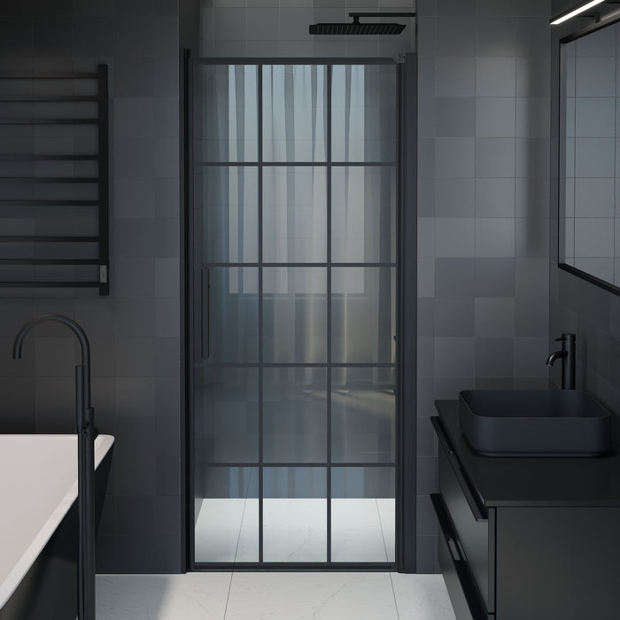 Vänern Niche Shower Door, black Profile, black Framed Glass