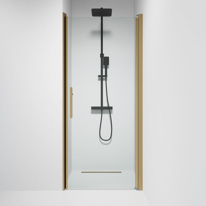 Vänern Niche Shower Door, Clear Glass, Bronze Profile