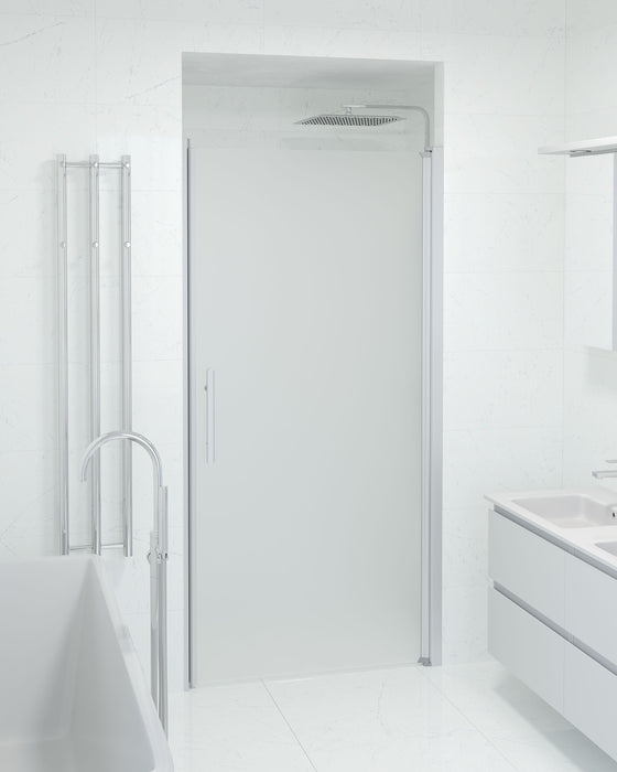 Vänern Niche Shower Door, Brushed Aluminium Profile, matt Glass