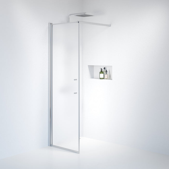 Vänern Shower Wall, Chrome Profile, matt Glass