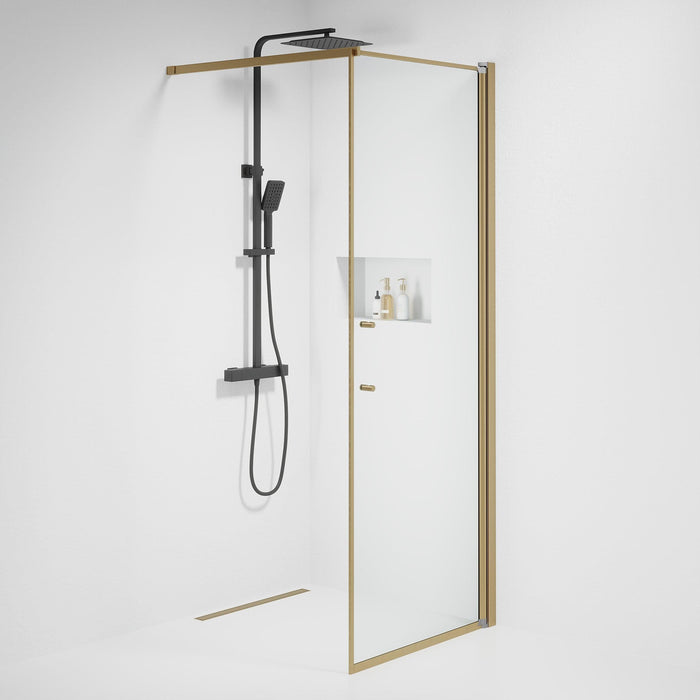 Vänern Shower Wall, Bronze Profile, Clear Glass