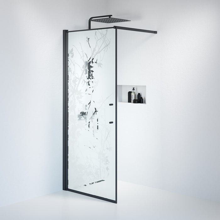 Vänern Shower Wall, black Profile, Decor Glass