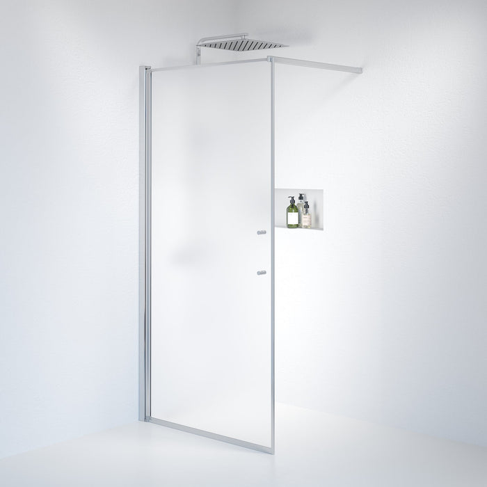 Vänern Shower Wall, Chrome Profile, matt Glass