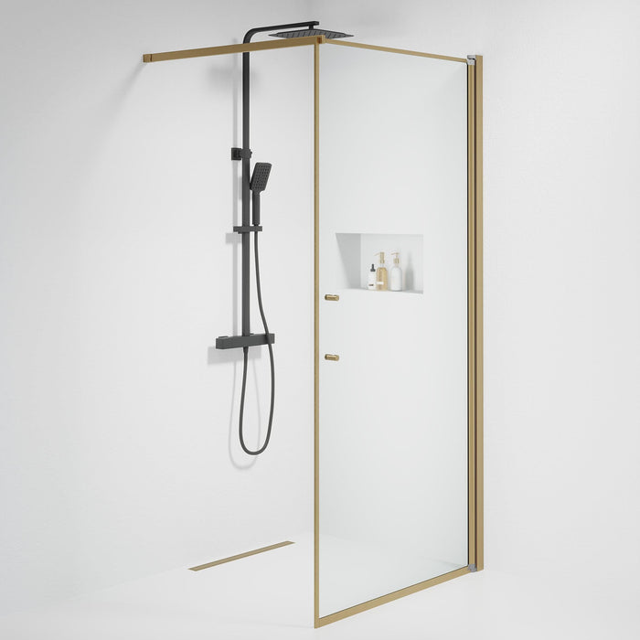 Vänern Shower Wall, Bronze Profile, Clear Glass