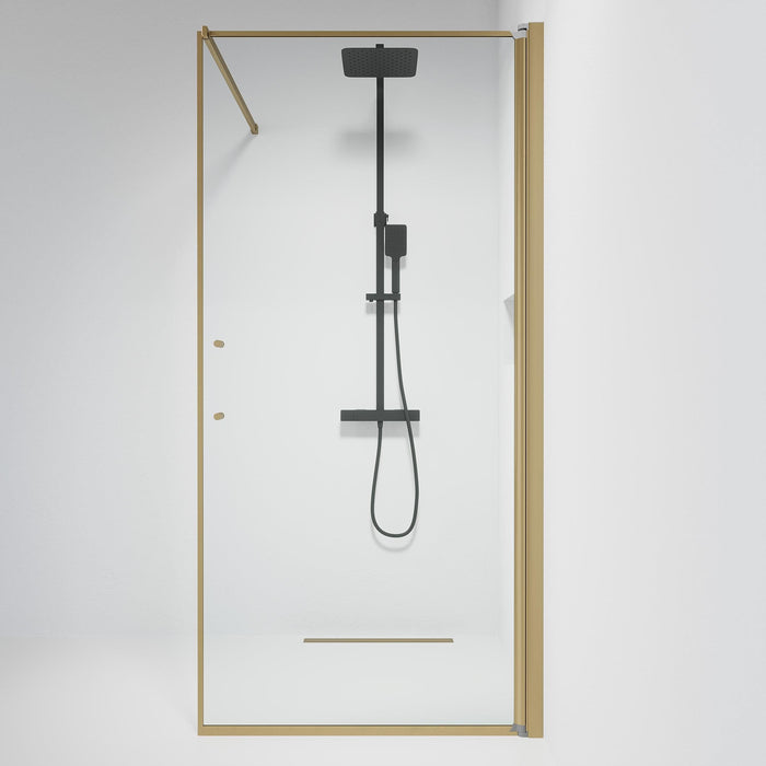 Vänern Shower Wall, Bronze Profile, Clear Glass