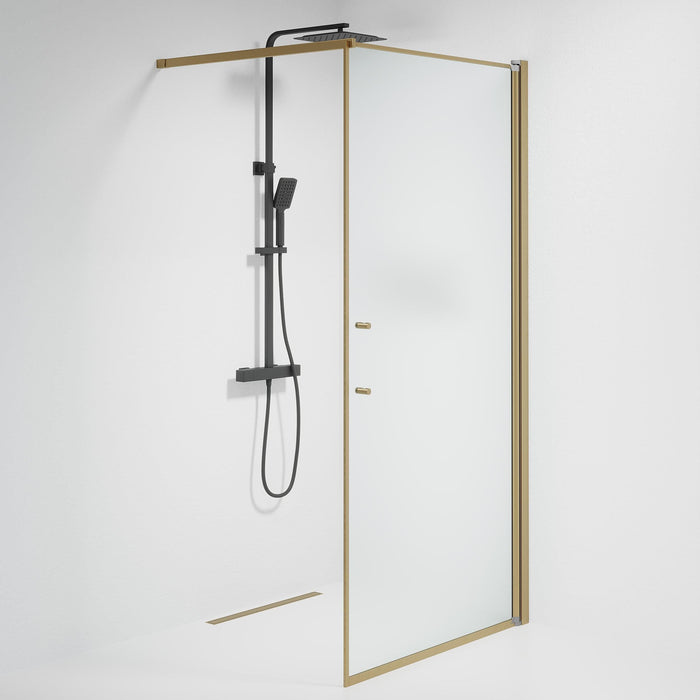 Vänern Shower Wall, Bronze Profile, matt Glass