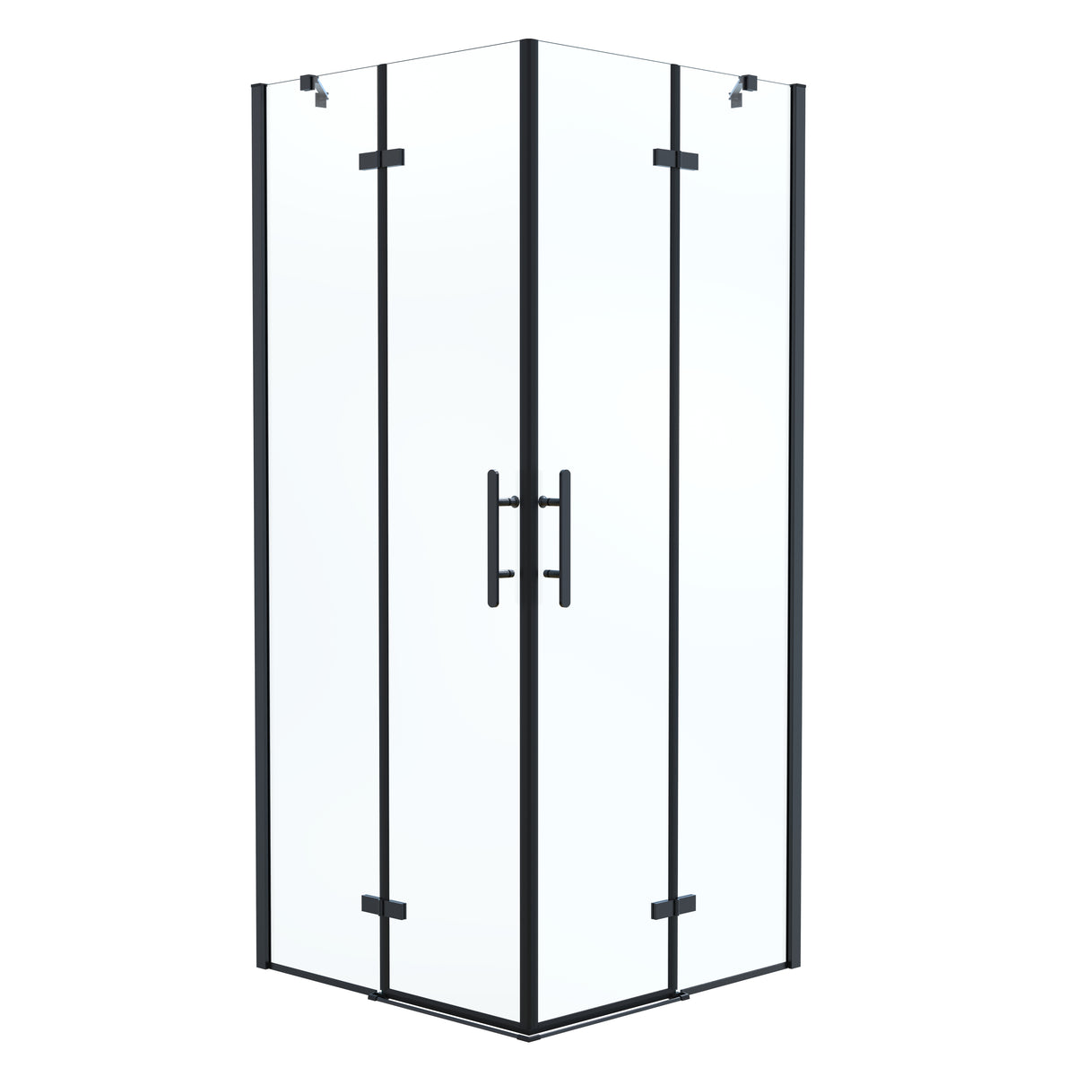 Rämen Shower Enclosure, Square, Black Profile, Clear Glass