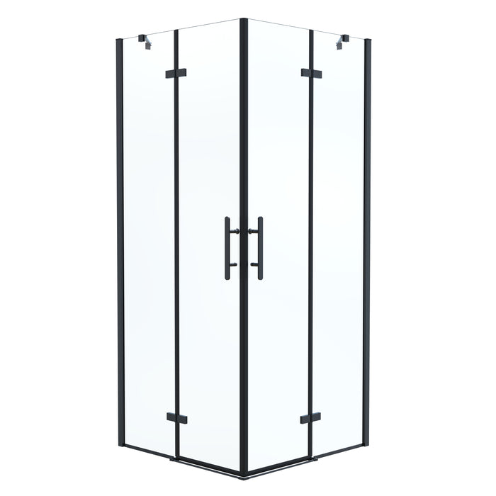 Rämen Shower Enclosure, Square, Black Profile, Clear Glass