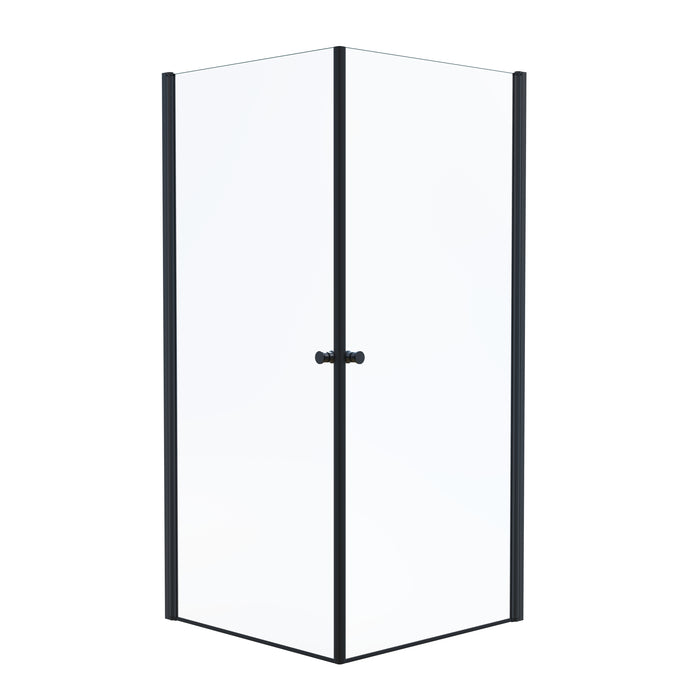 Tulsa Shower Enclosure, Square, Black Profile, Clear Glass