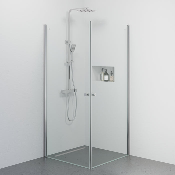 Tulsa Shower Enclosure, Square, Clear Glass, Chrome Profile