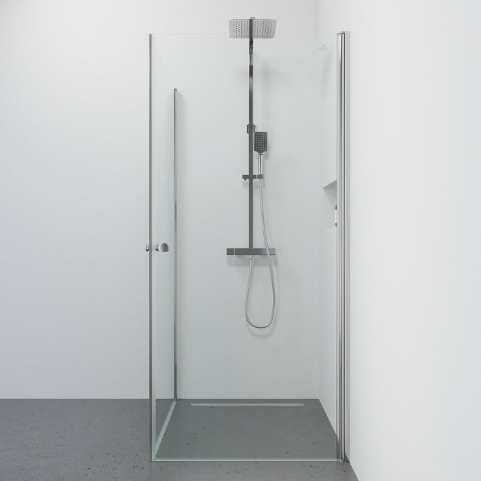 Tulsa Shower Enclosure, Square, Clear Glass, Chrome Profile