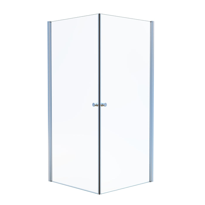 Tulsa Shower Enclosure, Square, Clear Glass, Chrome Profile