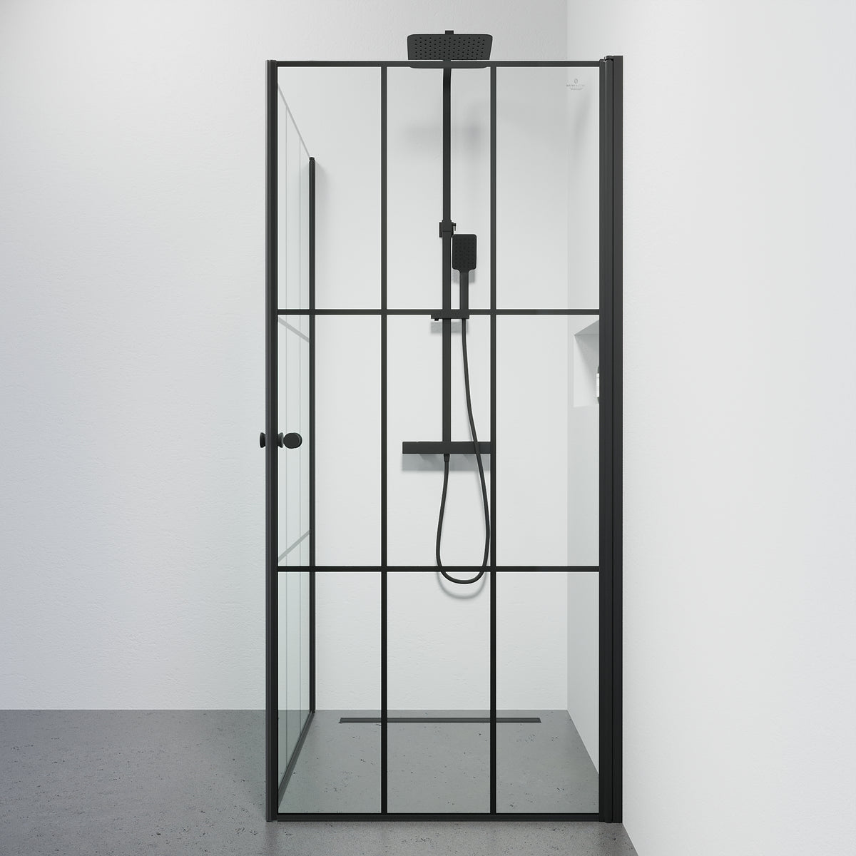 Tulsa Shower Enclosure, Square, Black Framed Glass, Black Profile