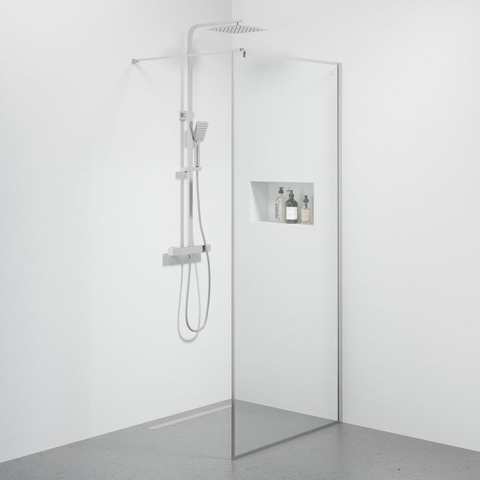 Tulsa Shower Wall, Chrome Profile, Clear Glass