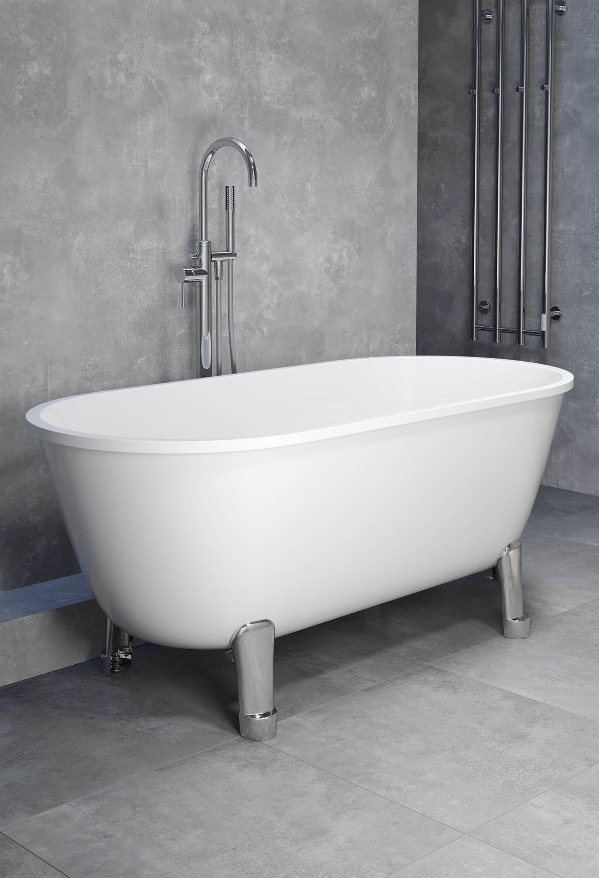 Rønne Bathtub with Classic Feet, white gloss